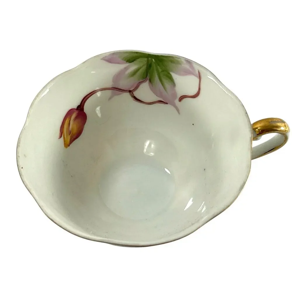 Vintage Wood Rose Hawaii Tea Cup & Saucer Hand Painted Floral Gold Trim Japan